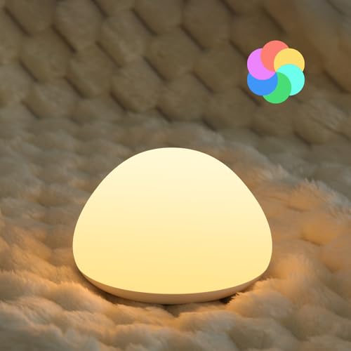 JolyWell Nachtlicht Kinder, RGB Silikon Stilllicht Nachttischlampe, USB Wiederaufladbar, Mit Timer Dimmbar Touch Kinderbett Nachtlicht, Kinder Schlafzimmer Dekor Kinder Geschenke von JolyWell