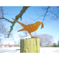 Gartenvogel, Amsel Vogel Aus Rostiges Metall von JolyonYates