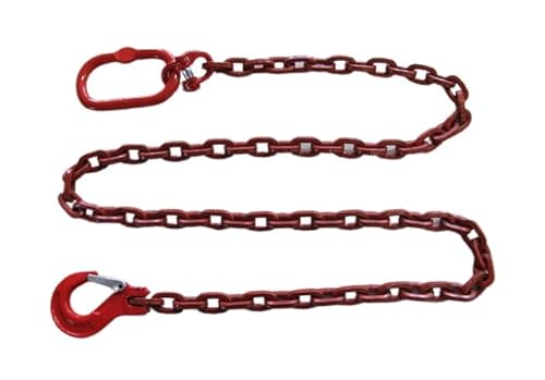 Joma-Tech | Forstkette vierkant | Gliedstärke: 8 mm | Länge: 2 m | Aufhängeglied und Schlupfhaken mit Falle | Rückekette für Forstarbeiten & Holzrückung | Rot von Joma-Tech