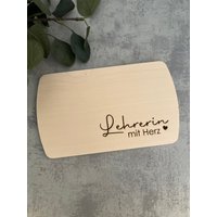 Frühstücksbrett | Schneidebrett Holzbrettchen Geschenkidee Für Lehrer Und Erzieher Lehrerin Mit Herz Jomarodesign von JomaroDesign