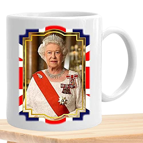 Jomewory Elizabeth II Trauerbecher, Union Jack Flagge, Platin Jubiläumstasse 1952-2022, Union Jack Tasse Trauer Die Königin Elizabeth II Tasse von Jomewory