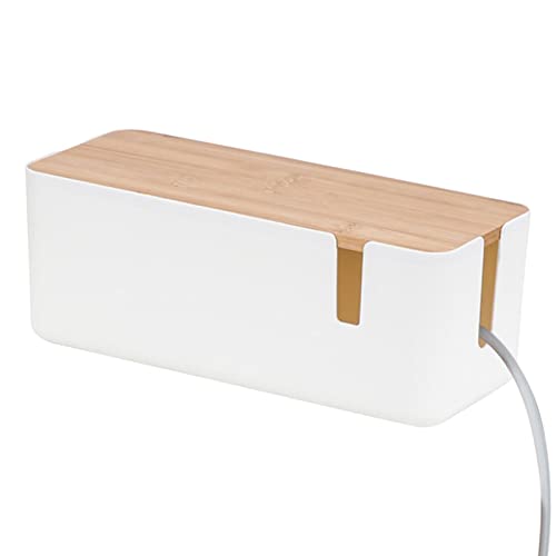 Jomewory Kabelmanagement Box, Bambus Deckel, Kabel Organizer Box Zum Verstecken Der Steckdosenleiste Unter Dem Schreibtisch, Wiederverwendbare Computerkabel, Kabelbinder Für Zuhause/Büro von Jomewory