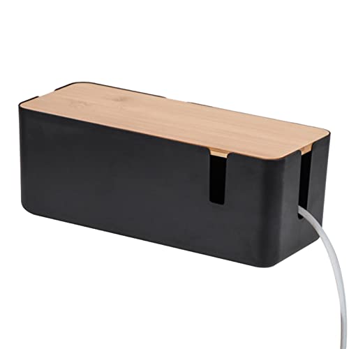 Jomewory Kabelmanagement Box, Bambus Deckel, Kabel Organizer Box Zum Verstecken Der Steckdosenleiste Unter Dem Schreibtisch, Wiederverwendbare Computerkabel, Kabelbinder Für Zuhause/Büro von Jomewory