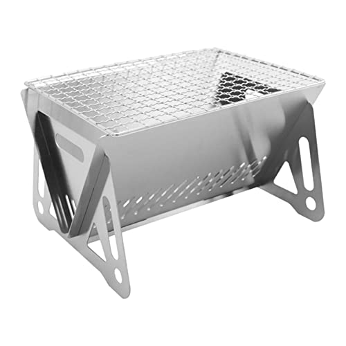 Jomewory Klappgrill, Edelstahl Grillherd, Abnehmbar Lagerfeuerständer, Outdoor Holzkohle Camping Grill Für Picknick, Garten, Terrasse, Reisen (21x16x13cm) von Jomewory