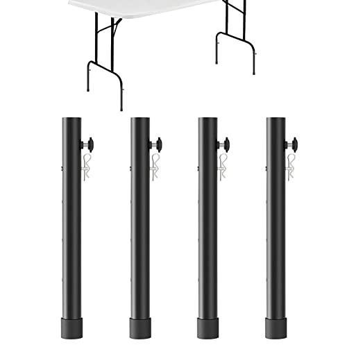 Jomewory Verlängerungen für Tischbeine, 4 PCS Höhenverstellbare Riser, Robuste Beinverlängerungen für Klapptische, um EIN Bücken zu vermeiden - Schwarz von Jomewory