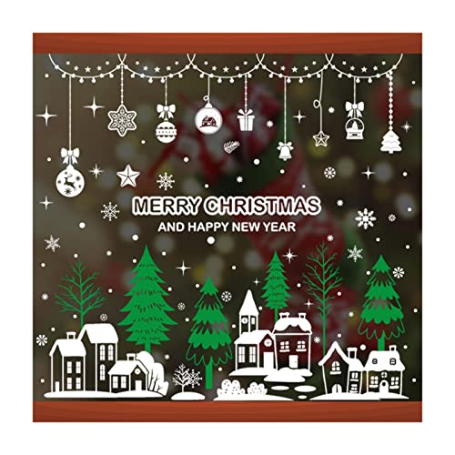 Jomewory Weihnachtsglas-Aufkleber – kreative statische Weihnachtsfensteraufkleber, Fensteraufkleber für Weihnachten, Weihnachtsdekoration, Schneemobil-Schlittenmotiv von Jomewory