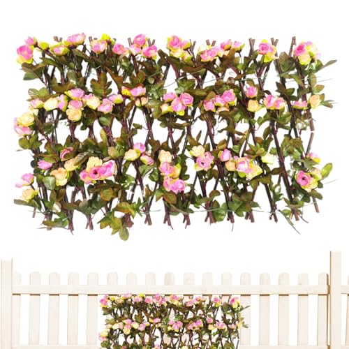 Jomewory Zaunelement aus Kunstblumen, Künstliche Hecken Für Garten, Erweiterbarer Sichtschutz Mit Künstlichen Blumen, Dekorative Künstliche Gartenhecken Für Einkaufszentren, Restaurants von Jomewory
