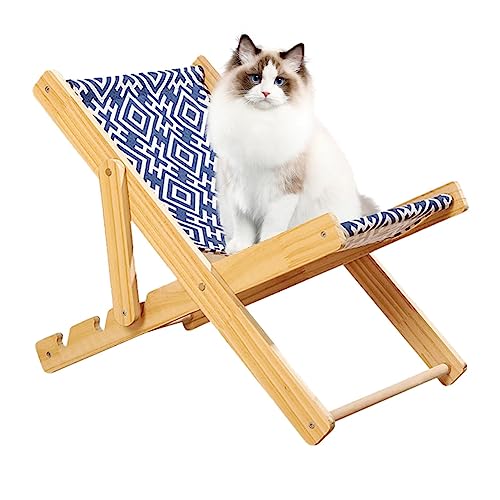 Katzen Lounge Stuhl - Katzen Beige Sisal Liege - Verstellbare Katzen Liege, Belastbar Bis 10 Kg, Katzenmöbel Für Mini-Strandstuhl, Katzen-Hängemattenbett, Katzen-Hängematte Für Kleine Tiere von Jomewory