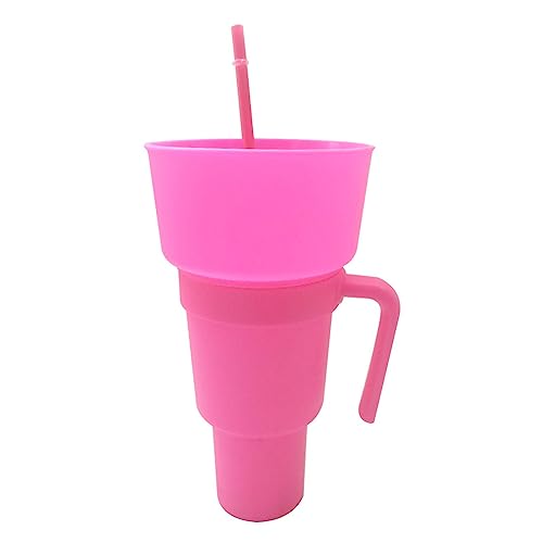 Popcorn 2-in-1 Popcorn-Snack-Tasse mit Strohhalm für Getränke, hitzebeständiger Trinkbecher, wiederverwendbar, für Reisen, Kino von Jomewory