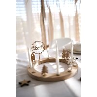 Adventskranz Aus Holz | Advent Kerzenteller Weihnachtsdeko |Adventsteller Mit Zahlen Tischdeko Für Weihnachten Länglich von JomihUnique