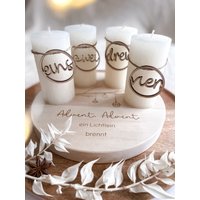 Adventskranz Holz Rund | Kerzentablett Adventsteller Aus Weihnachtsdeko Advent Zahlen Kerzenteller |Adventsbrett von JomihUnique