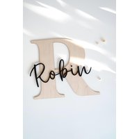 Holzbuchstabe Mit Name | Personalisierter Buchstabe in Schwarz Holzname 3D Kinderzimmerdeko Geschenk Geburtstag Deko Für Tür von JomihUnique