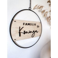 Türkranz Familie Mit Metallring | Dekoring Türschild Personalisiert Holzring Namensschild Aus Holz Familienschild Türdeko Name von JomihUnique