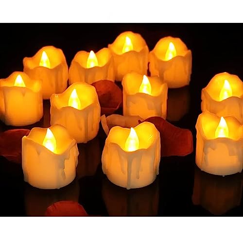 12 LED Kerzen Flammenlose Teelichter Elektrische Kerzen Beleuchtung mit Batterie für Hochzeit Valentinstag Party Zuhause Deko - Warmes Licht von Jonami