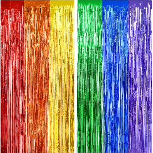 2 Lametta Vorhänge Mehrfarbig Regenbogen Folie Fransen Vorhang Schimmer, Metallic Tinsel Vorhange Hintergrund Fringe Glitzervorhänge Fransenvorhang Metallfolie fur Party Deko Geburtstagsdeko -2stk- 2 Lametta Vorhänge Mehrfarbig Regenbogen Folie Fransen Vorhang Schimmer, Metallic Tinsel Vorhange Hintergrund Fringe Glitzervorhänge Fransenvorhang Metallfolie fur Party Deko Geburtstagsdeko -2stk- von Jonami