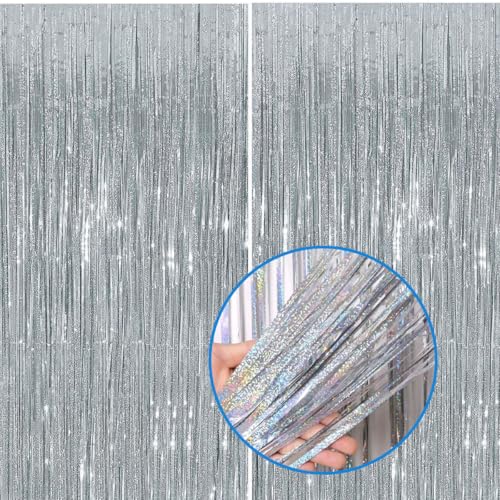 Jonami Lametta Vorhänge Silber Glitzer, 2X Folie Fransen Vorhang Schimmer, Metallic Tinsel Vorhange Hintergrund Fringe Glitzervorhänge Fransenvorhang Metallfolie fur Party Deko Geburtstagsdeko -2stk- Jonami Lametta Vorhänge Silber Glitzer, 2X Folie Fransen Vorhang Schimmer, Metallic Tinsel Vorhange Hintergrund Fringe Glitzervorhänge Fransenvorhang Metallfolie fur Party Deko Geburtstagsdeko -2stk- von Jonami
