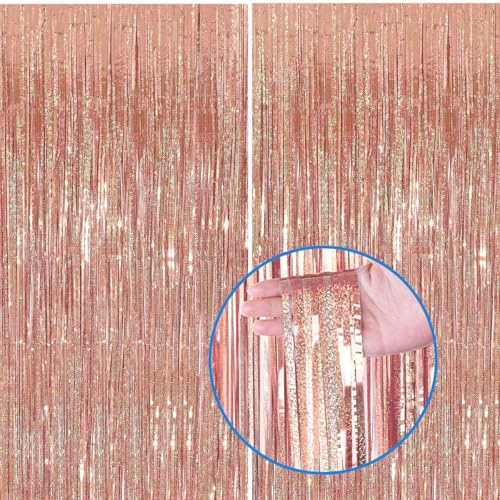 Lametta Vorhänge Rosegold Glitzer, 2x Folie Fransen Vorhang Schimmer, Metallic Tinsel Vorhange Hintergrund Fringe Glitzervorhänge Fransenvorhang Metallfolie fur Party Deko Geburtstagsdeko -2stk- Lametta Vorhänge Rosegold Glitzer, 2x Folie Fransen Vorhang Schimmer, Metallic Tinsel Vorhange Hintergrund Fringe Glitzervorhänge Fransenvorhang Metallfolie fur Party Deko Geburtstagsdeko -2stk- von Jonami
