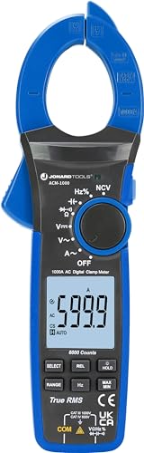 Jonard Tools ACM-1000 Digitales Zangenmessgerät, 1000V/1000A TRMS-Multimeter mit 45-mm-Klemme, berührungsloser Spannungsprüfer, misst AC/DC-Spannung, Strom, Durchgang, Frequenz und Kapazität von Jonard Tools