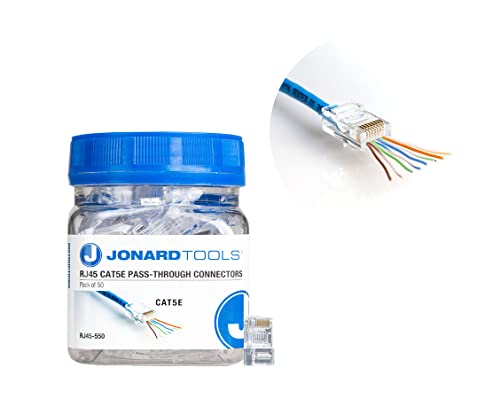 Jonard Tools RJ45-550 Cat5e RJ45-Pass-Through-Steckverbinder für Netzwerkkabel (Packung mit 50 Stück) von Jonard Tools