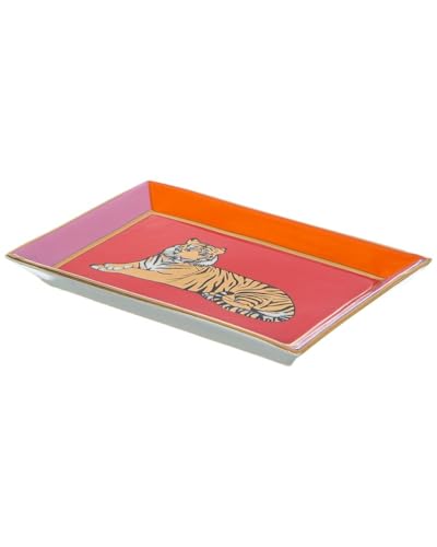 Jonathan Adler Safari Rechteckiges Tablett, Porzellan, Meadow Blu, 7" x 4.8" x 1" von Jonathan Adler