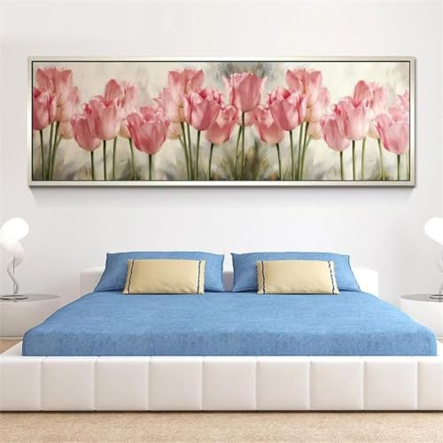 Diamond Painting Rosa Tulpe Diamant Painting Builder Full Drill Diamond Painting Kinder 50x150cm Diamond Art diy Set Erwachsene Diamant Kunst Malerei Stickerei Set Kreuzstich Bilder für Wanddeko-y431 von Jonceen