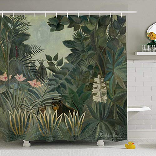 JoneAJ Henry Postimpressionist Maler Rousseau Alter Äquatorial Dschungel Smaragdgrün 1909 wurde Französisch Mikrofaser Badezimmer Duschvorhang Polyester-Stoff 71x71 Zoll JoneAJ Henry Postimpressionist Maler Rousseau Alter Äquatorial Dschungel Smaragdgrün 1909 wurde Französisch Mikrofaser Badezimmer Duschvorhang Polyester-Stoff 71x71 Zoll von JoneAJ