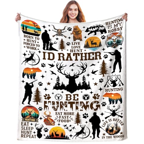Jonecea Jagddecke, Hirschjäger, Geschenke für Männer, Ehemann, Frauen, Jagdausrüstung, Zubehör, Hirsch, Überwurfdecken, einzigartiges Jägergeschenk für Jäger, Vater, Jungen, 127 x 101 cm Jonecea Jagddecke, Hirschjäger, Geschenke für Männer, Ehemann, Frauen, Jagdausrüstung, Zubehör, Hirsch, Überwurfdecken, einzigartiges Jägergeschenk für Jäger, Vater, Jungen, 127 x 101 cm von Jonecea