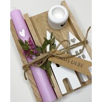 Geschenkset/Raysin Häuschen/ Kerze Mit Herz Und Kleiner Grußbotschaft Verschiedene Farben von JoneliHandmade