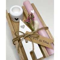Geschenkset/Raysin Häuschen/ Kerze Mit Herz Und Kleiner Grußbotschaft Verschiedene Farben von JoneliHandmade