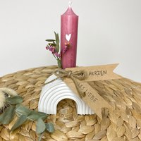 Geschenkset/Raysin Kerzenständer/ Regenbogen -Form Kerze Mit Herz Und Kleiner Grußbotschaft Verschiedene Farben von JoneliHandmade