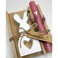 Geschenkset Ostern/Raysin Osterhase Kerze Mit Herz Und Kleiner Grußbotschaft Verschiedene Farben von JoneliHandmade