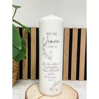 Taufkerze Olivenzweig/Kerze Taufe Mit Namen Und Taufspruch Geschenk Zur Stumpenkerze von JoneliHandmade