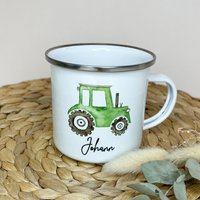 Traktor Tasse/Emailletasse Für Kinder Personalisiert Mit Dem Namen von JoneliHandmade