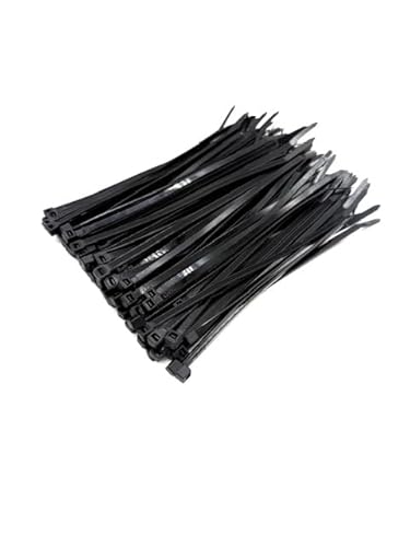 Premium-Kabelbinder (schwarz, 200 mm x 4,8 mm), selbstsichernde Nylon-Kabelbinder für Drahtmanagement, langlebig und UV-beständig, ideal für Zuhause, Büro, Industrie und Garten, 100 Stück von Jones DIY