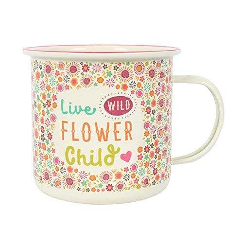 Hippie-Tasse 'Live Wild Flower Child' Floral Fiesta Fun Emaille Tasse von Jones home & gift