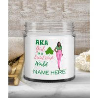 Personalisierte Aka Sozialarbeitskerze, Pinke Und Grüne Kerze, Inspiriert Von Alpha Kappa Alpha, Soror Geschenk von JonesWorldOrder