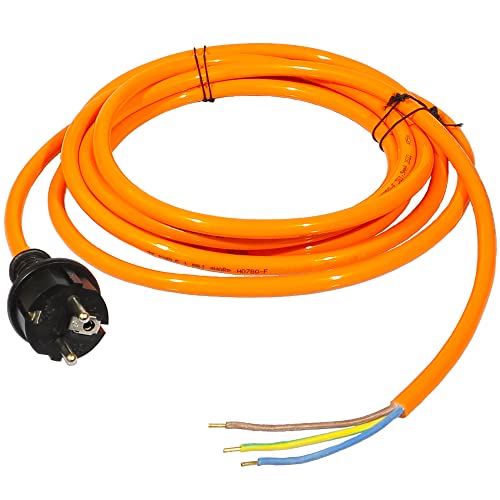 Anschlussleitung Zuleitung Polyurethane 3-polig mit Schukostecker 2 Meter / 4 Meter H07BQ-F PUR 3x1 / 3x1,5 / 3x2,5 mm2 Orange Stromkabel Baustellenkabel IP44 (4 Meter, Querschnitt 3x1 mm2) von Jonex