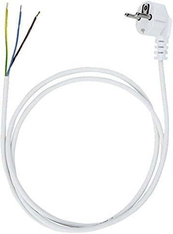 Anschlussleitung Zuleitung Stecker Netzkabel Stromkabel 3-polig 3 x 0,75mm2 (3.0 Meter, Weiss) von Jonex