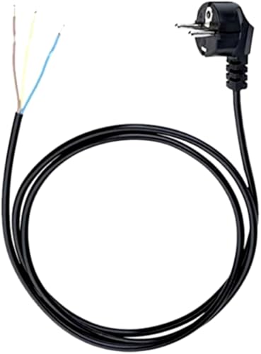 Anschlussleitung Zuleitung Stecker Netzkabel Stromkabel 3-polig 3 x 1mm2 (5.0 Meter, Schwarz) von Jonex