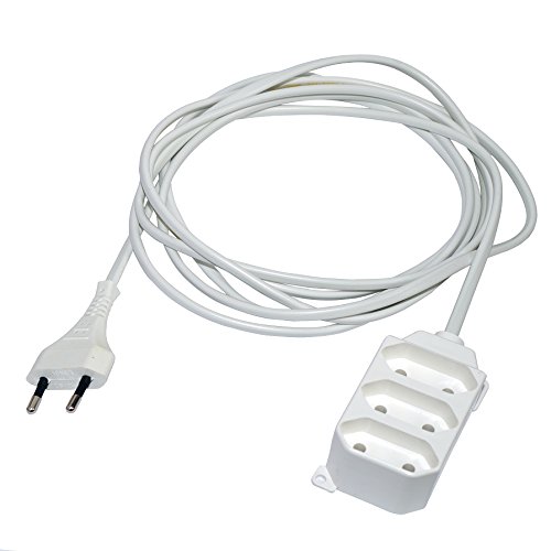 Jonex Verlängerungskabel Verlängerung 3-fach Strom-Kabel Euro-Stecker Eurosteckdosenleiste/Eurosteckerleiste (1,5 Meter 3-Fach, Weiss) von Jonex