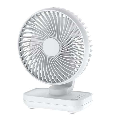 Joneytech Mini Ventilator Leise, USB 4000mAh Akku kleiner Tischventilator, 4 Geschwindigkeiten für den Schreibtisch, Zuhause, Picknicks und Büro - Tragbarer tischventilatoren von Joneytech