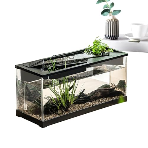 Desktop Fischtank Aquarium mit Hydroponik, 12L Öko-Aquarium aus Transparent Acryl mit Luftpumpe & Filtersystem, Leise Aquarium für Büro/Wohnzimmer (Schwarz) von Jongyumo