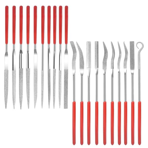 Feilen Set, 20x Nadelfeilen Set Metall, 140 mm Werkstattfeile Satz, Hochwertiges Feilensatz Metall, zum Schleifen, Schnitzwerkzeug für Glassteinschmuck für Leichten Feilaufgaben von Jongyumo