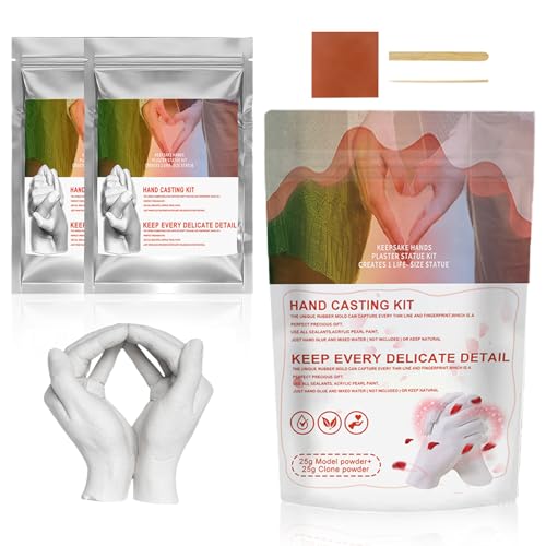 Handabdruckpulver, 3D-Hand und Fußabdruckmaterial Für Valentinstag, Babys Geburtstagsfeier, 200g Pulver + Mischer, Einfache Anwendung, Langlebig, für Paare, Eltern mit Babys, Familienfeiern von Jongyumo