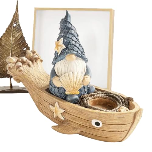 Jongyumo Maritimer Gartenzwerg aus Resin, Gartendeko Seemannsfigur Deko Harz Handwerk Charakter Gartenwichtel für Pool, Büro & Badezimmer, Wetterfeste Sommergeschenk Idee mit Segelschiff von Jongyumo