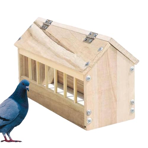 Tauben Futterautomat, Vogelfutter Spender, Robustes Holz Häuschen Mit Trog Für Hühner Enten Stall Und Auslauf von Jongyumo