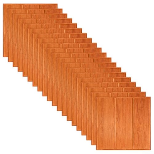 3D-Fliesen-Wandaufkleber aus weichem Schaumstoff, 20 Stück, Steinziegelplatten für Wanddekoration und Kindersicherheit (orange) von Jonikuper