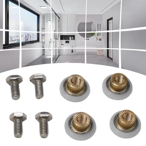 4-teiliges Duschtürrollen-Set mit Nylonrädern und Messingmitte für Glasschiebetüren, Badezimmer-Ersatzteile mit Edelstahlschrauben (20 mm) von Jonikuper