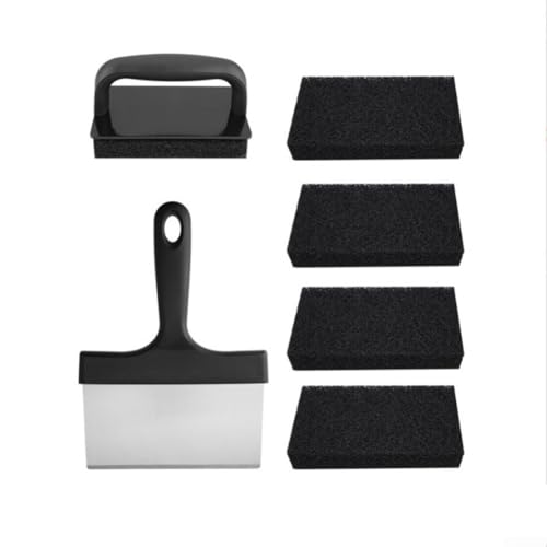 Grill-Reinigungsset für flache Grills mit Edelstahlschaber und Bürste für die Wartung von Gusseisen, Emaille und Edelstahl-Kochgeschirr von Jonikuper