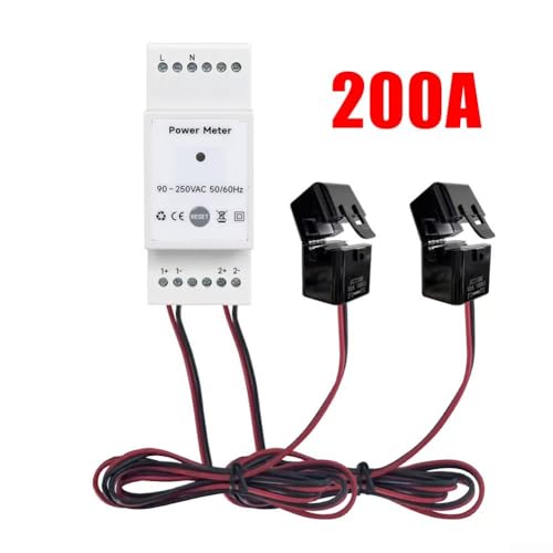 Jonikuper Bidirektionales WLAN-Messgerät mit Doppelklemme, 80 A einphasiges Smart-Messgerät. WLAN-Messgerät für Echtzeit-Stromverbrauchsüberwachung (200 A) von Jonikuper